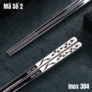 Đũa Ăn Chống Trượt Khắc Laser Hoa Văn Inox 304 - Cao Cấp An Toàn - Hàng Chuẩn Inox 304