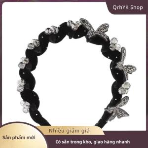 Hàng có sẵn✨ 1 2 Băng đô nhung lấp lánh cao cấp băng đô đính đá hình bướm sang trọng mới Phụ kiện tóc Phụ kiện tóc