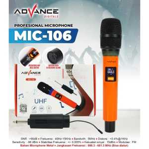 【Ready+Bisa dikirim hari ini】Advance Mic-106 Wireless UHF (Wireless) Bisa Dicharger Profesional Microphone digital Batrei dapat di Charger