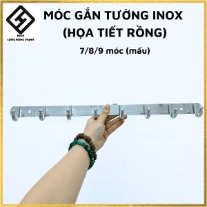 Móc treo quần áo INOX giá treo quần áo gắn tường INOX họa tiết rồng kèm bộ ốc vít móc treo đồ gắn tường INOX phòng tắm phòng ngủ