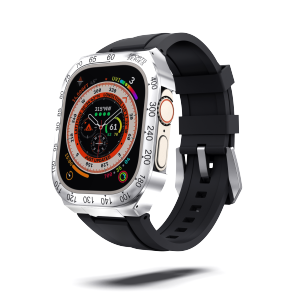 JANSIN Luxury Modification Kit compatible with for Apple Watch Ultra 49mm Rubber Strap+Metal Case i watch ultra Band 49mm series 8 7 6 5 4 SE 45MM 44MM Stainless Steel Bracelet