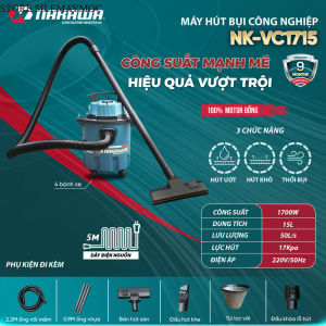 Máy hút bụi công nghiệp NAKAWA NK-VC1715 - Lực hút 17kpa - 3 chức năng hút khô hút nước STORE SILEMAYMOC