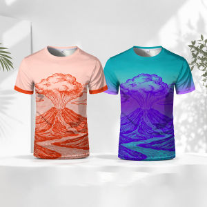 [Local Stock] VCC New Volcano Eruption Graphic T Shirt Men Women 3D Print Summer Casual Streetwear O Neck Short Sleeve Nature Art Tee