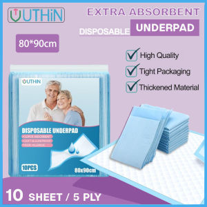 UTHIN 80x90cm(31.5x35.5inch) Disposable Underpad 5 Layer Good Adult Incontinence Pad 10PCS