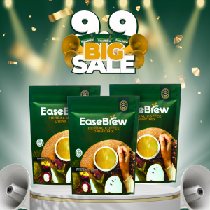 EaseBrew Health-Packed Herbal Coffee Drink Mix - Rich Flavor Non-Dairy Antioxidant-Rich Low Sugar 30 Sachets (3 Boxes)