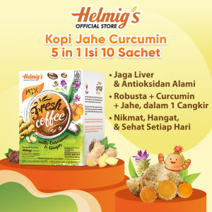 HELMIGS Kopi Herbal Jahe Curcumin Instant Fresh Coffee Robusta 5 in 1 Isi 10 Sachet