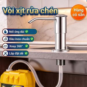 Vòi Nhấn Nước Rửa Chén Gắn Bồn Rửa Bát - Dây Dẫn Nối Dài 1m Nối Trực Tiếp Chậu Rửa Bát Xoay 360 Độ Cao Cấp Chống Gỉ - Đầu Bơm Nước Rửa Tay Tiện Lợi Tiết Kiệm Diện Tích Cho Nhà Bếp Gia Đình Sạch Sẽ Sang Trọng
