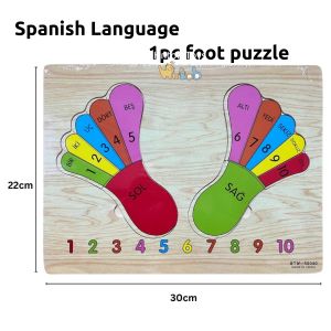 Hntob 30*22Cm Wooden Peg Puzzle Board Body Parts Face Boy and Girl Human Foot Toy