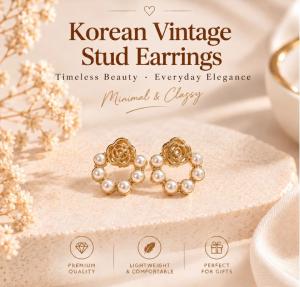 Korea Style Earrings Pearl Red/White Stud Hoop Fashion Luxury Jewelry for Women Cantik Earring Wanita