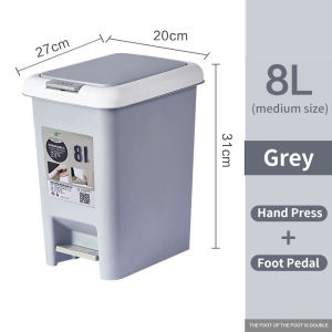 JFS 8/10/15/20/25/30L Foot Pedal Trash Can With Cover Waterproof Garbage Bin for Kitchen Bathroom Home
