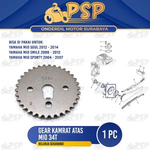 Ger Kamrat Atas Mio 34T - Gir Gear Gigi Timing Atas Besar Rantai Keteng Yamaha Mio Sporty Mio Soul