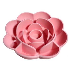 TEA7146 Silicone Rose Shape Dog Bowl Anti-Knocking Anti-choking Cat and Dog Food Bowl Durable with Suction Cup Pet Slow Food Bowl for Dogs Cats