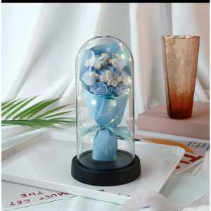Glass Globe Valentine Flower Gift Anniversary Birthday Flowers Rose Bouquet Present