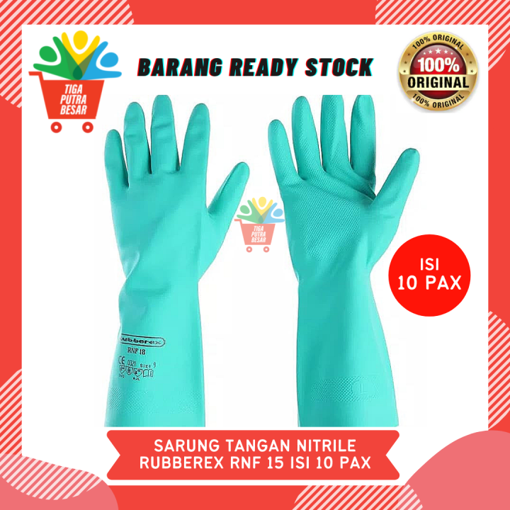 10 PASANG SARUNG TANGAN SUPER NITRILE RUBBEREX RNF 15 Lazada