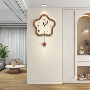 Minimalist Chinese Style Modern Quartz Swing Wall Clock Creative Mute Fashion Clocks Home Living Room Restaurant Entrance Flower Decorative wall watch 30x42cm
