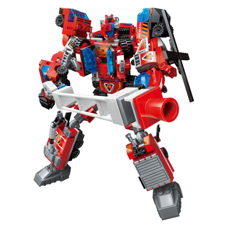 Bộ Lego xếp hình đồ chơi lắp ráp mô hình siêu nhân robot từ khủng long đỏ trí tuệ 6 trong 1