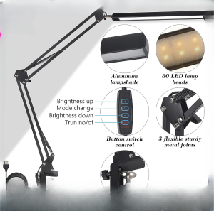 【🇵🇭LOCAL SHIP】 LED Folding Desk Lamp Metal Swing Long Arm Lamp Eye-Caring Dimmable Table Lamp ledFlexible Arm Table Lamp led 3 Color Modes 10 Brightness Dimming Reading Light with USB PortMemory FunctionCilp