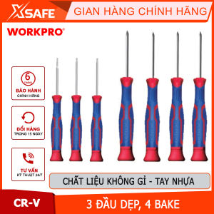 Bộ Tua vít 7 cái gồm các tua vít đầu hình hoa khế đầu dẹt thép hợp kim CR-V Workpro - WP200509
