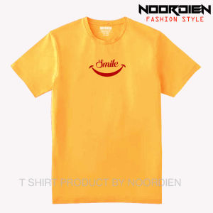 NOOERDIEN Kaos SMILE Text MERAH Pria Dan Wanita Cotton Combed 30S All Variant Warna