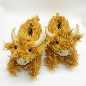 In-Stock Best-Seller Highland Cow Slippers - Scottish Highland Cow Fleece-Lined Slippers Home Slippers for Warmth  lxf