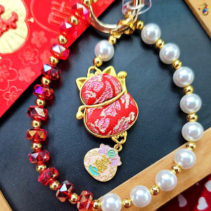 Fortune Cat Song Brocade Traditional Luxury Handphone Charm Wristlets (6 Types to Choose)