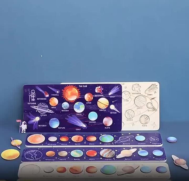 Space Planet Puzzles Montessori Wooden Toys Planet Matching Game Jigsaw ...