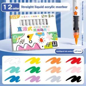 12/24/36/48Colors Direct Liquid Acrylic Marker Pen Highlighter Markers Set Soft Head DIY Crafts Making Art Supplies Markers