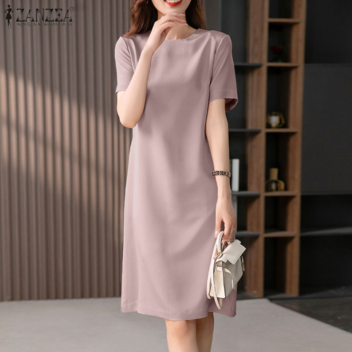 Celmia ZANZEA Korean Style Womens Elegant Loose A-Line Dress Party