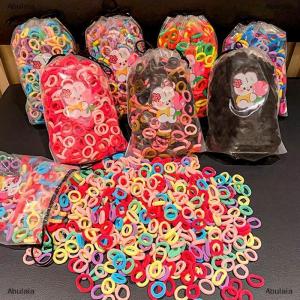 [COD] Abulaia 100PCS Colorful Basic Nylon Ealstic Hair Band Kids Girls Ponytail Holder Ties Scrunchie Mini Headwear Rubber Bands Hair Rope