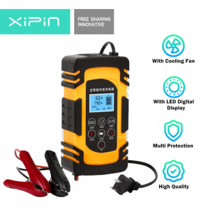 Smart Car Battery Charger 12V/ 24V with Built-in Cooling Fan Repair Battery LCD Display Multiple Protection AC100W