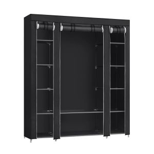 SONGMICS Fabric Wardrobe Portable Wardrobe for Bedroom Clothes Rail with Non-Woven Fabric Cover Clothes Storage Organizer