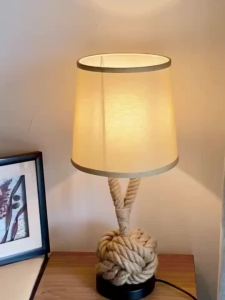 Lamp Bedroom Desk Lamp American Table Lamp Night Lamp Bed Side Table Lamp High-Quality Material Minimalist Homestay Rope Table Lamp Bedside Lamp