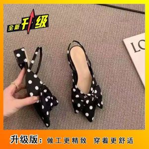 Free Shipping Spring New Collection: Low-Heeled Bow-Adorned Closed-Toe Sandals Perfect For Pairing With Dresses In Spring And Summer