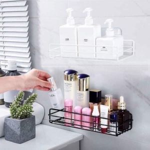 Kệ góc treo tường nhà tắm giá để đồ phòng tắm đa Năng Không Cần Khoan Tường Giá Nhà Tắm Kim Hình Chữ Nhật