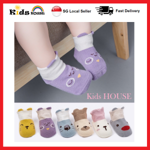 Kidshouse 6 Pairs Cotton Ankle Socks Anti Slip for Baby Toddlers Kids Preschool Socks Soft Breathable Elastics Low Cut Boys Girls Children (0-3 yrs) O005