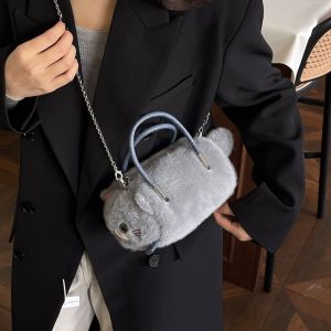 XINSU38 Designer Cat Cross bag Small Cute Fluffy Fur Simulated Cat Bag New Casual Womens Handbag for Ladies