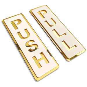 Acrylic Push and Pull Door Signage Self-Adhesive Push Pull Door Sign Plate for Hotel Restaurant Shop