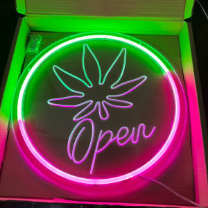 ป้ายไฟ ป้ายไฟร้าน ป้ายไฟตัวอักษร ป้ายไฟวิ่ง ป้ายไฟled ป้ายไฟใบเขียว+OPEN 40cm650บาท