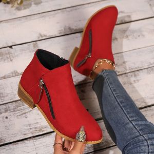 Free Shipping Plus-Size WomenS New Autumn Collection: Fashionable Short Boots With Chunky Heels Versatile And Easy To Match