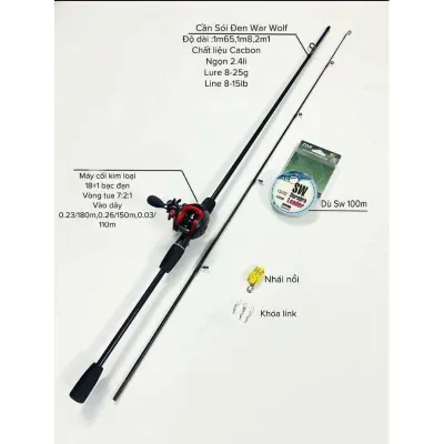 [Khuyến mại] Combo bộ cần câu lure máy ngang kèm dù và phụ kiện - Combo bộ cần lure máy ngang Sói Đen đủ size giá rẻ