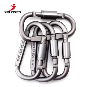 Strong Carabiner Clip Camping Hiking Outdoor Activities Cycling Hook Water Bottle Backpack Hanging Buckle Aluminum Alloy Heavy Duty D Shape Screw Lock Key Chain