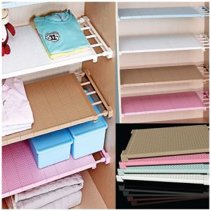 Multi-Function Adjustable 30-40cm/50-80cm Clapboard Layer Telescopic Rack Wardrobe Cabinet Shoe Storage Organizer