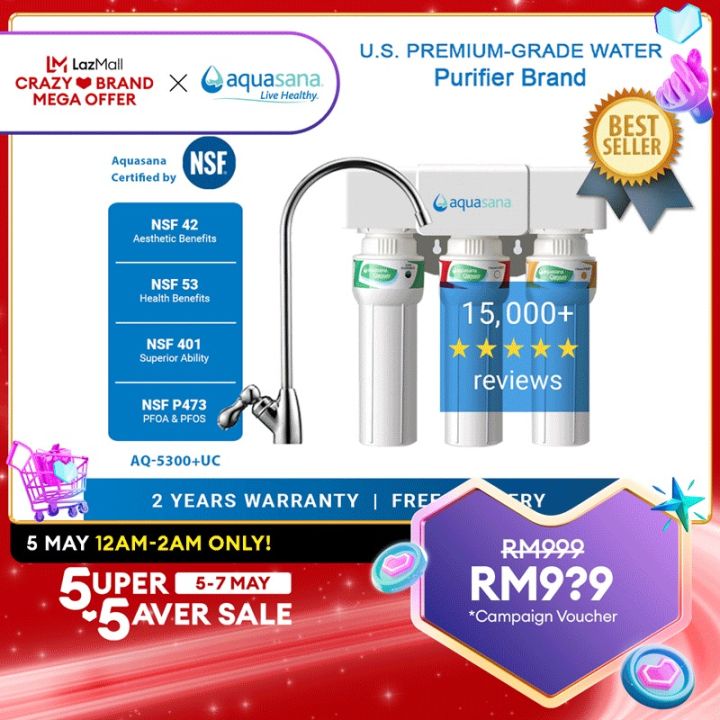 (Ready Stock!) AQUASANA AQ5300+ Counter Top / Under Sink Water Filter