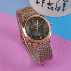 Jam Tangan Hush Puppies Wanita Rantai Pasir Bulat Tanggal Aktif Elegan Mewah Model Terbaru Aesthetic