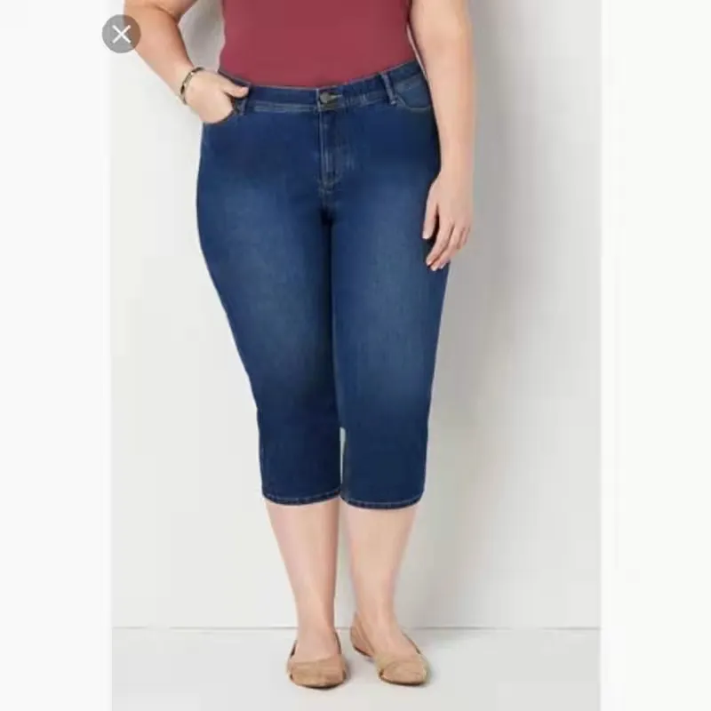 Bangkok Women's High Waist Plus size Denim Jeans Big Size Stretchy Pants  Maong 2 Buttons size30-40