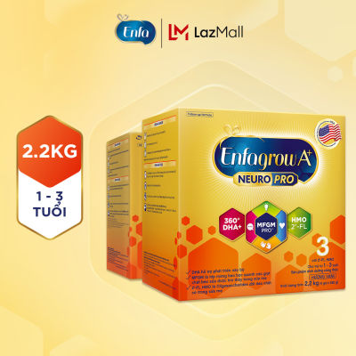 Bộ 2 Sữa bột Enfagrow A+ Neuropro 3 -2.2kg Vị thanh mát 2FL HMO với dưỡng chất DHA & MFGM cho trẻ từ 1- 3 tuổi