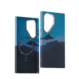 Sanptoch For Magsafe Carbon Fiber Texture Phone Case For Samsung Galaxy S25 S24 23 Ultra Plus Pixel Pattern Shockproof Hard Cover For S23+ S24+ S25+ Skin-friendly Protection Casing with Metal Lens Ring