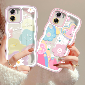 (Lokal Ready) Xinyu Casing hp Vivo Y17S Y27 Y36 Y16 Y15s Y15A Y12S Y12A Y02T Y02S Y22 Y36 Y27 Y21T Y21S Y33S Y12 Y12i V25e Y15 Y17 Y11 Y20S Y91C Y19 Y30 Y50 Y53s S1 Pro Wavy Kesing Senyum Lucu Cinta Hati Bunga Matahari Tepi Bergelombang Soft Case