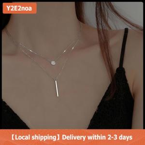 【Local shipping】 Silver Pendant Necklaces Geometric Square Necklace Simple Women Fashion