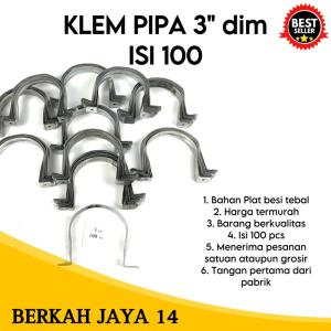 KLEM BESI PLAT PIPA UKURAN 3 ( TIGA ) INCH ISI 100 BIJI PER PACK HARGA MURAH PROMO DISKON TERLARIS BARANG BERKUALITAS